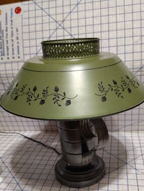 Green Floral Accent Table Lamp - Unbranded